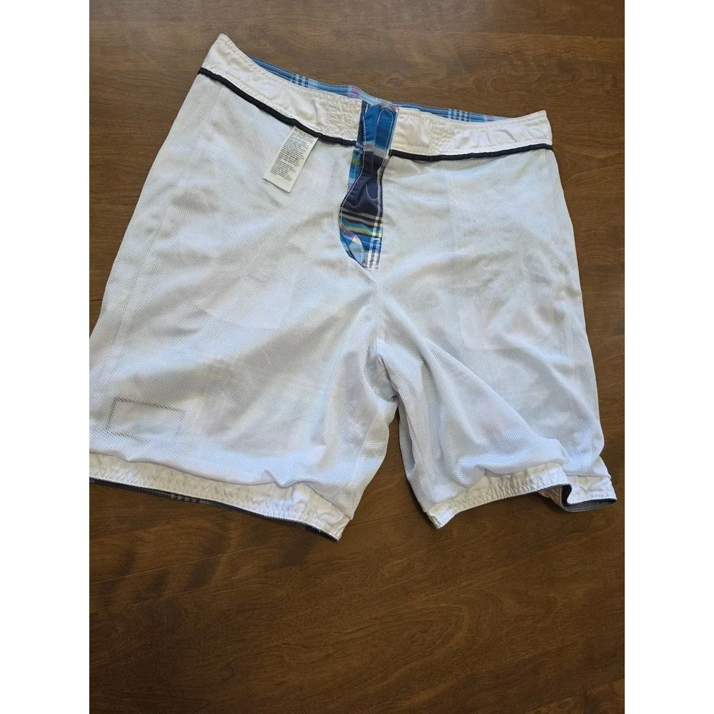 Abercrombie & Fitch Mens XL Blue Pink Plaid Board Shorts Swim Trunks Mesh Lined